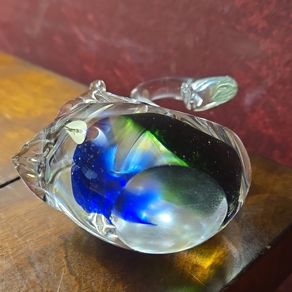 Murano Glass Swan Figurine Blue and Green Art Glass Italy w/o Stickered Tag - Picture 7 of 8